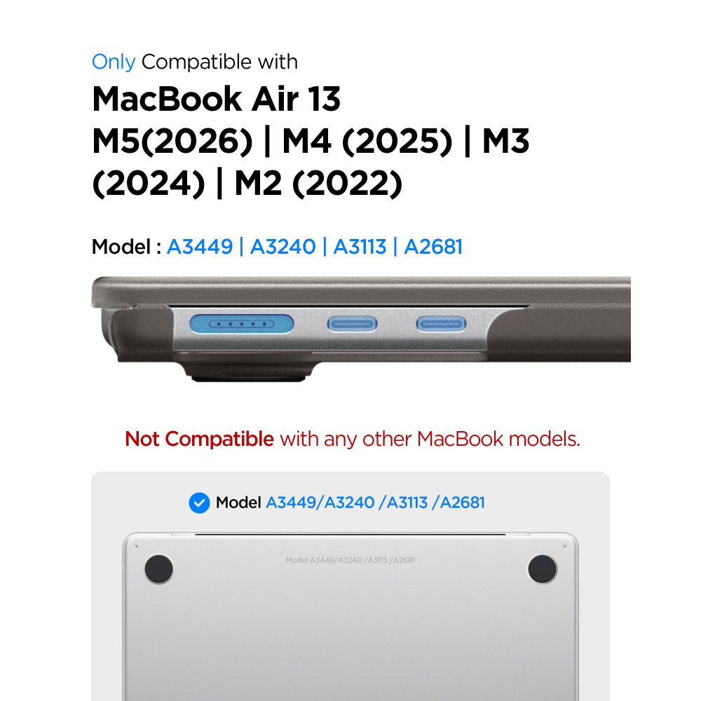 Spigen AirSkin-fodral för MacBook Air 13" 2023–2024–2025–2026 – Halvgenomskinligt