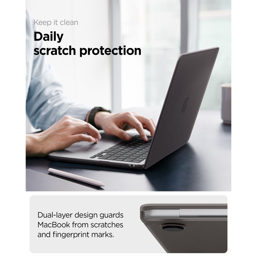 Spigen AirSkin-fodral för MacBook Air 13" 2023–2024–2025–2026 – Halvgenomskinligt