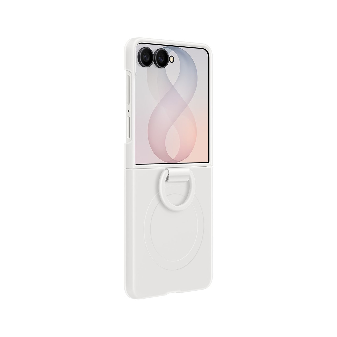 Samsung-skydd med silikonring och magnet för Galaxy Z Flip 8 med MagSafe-ring – vit