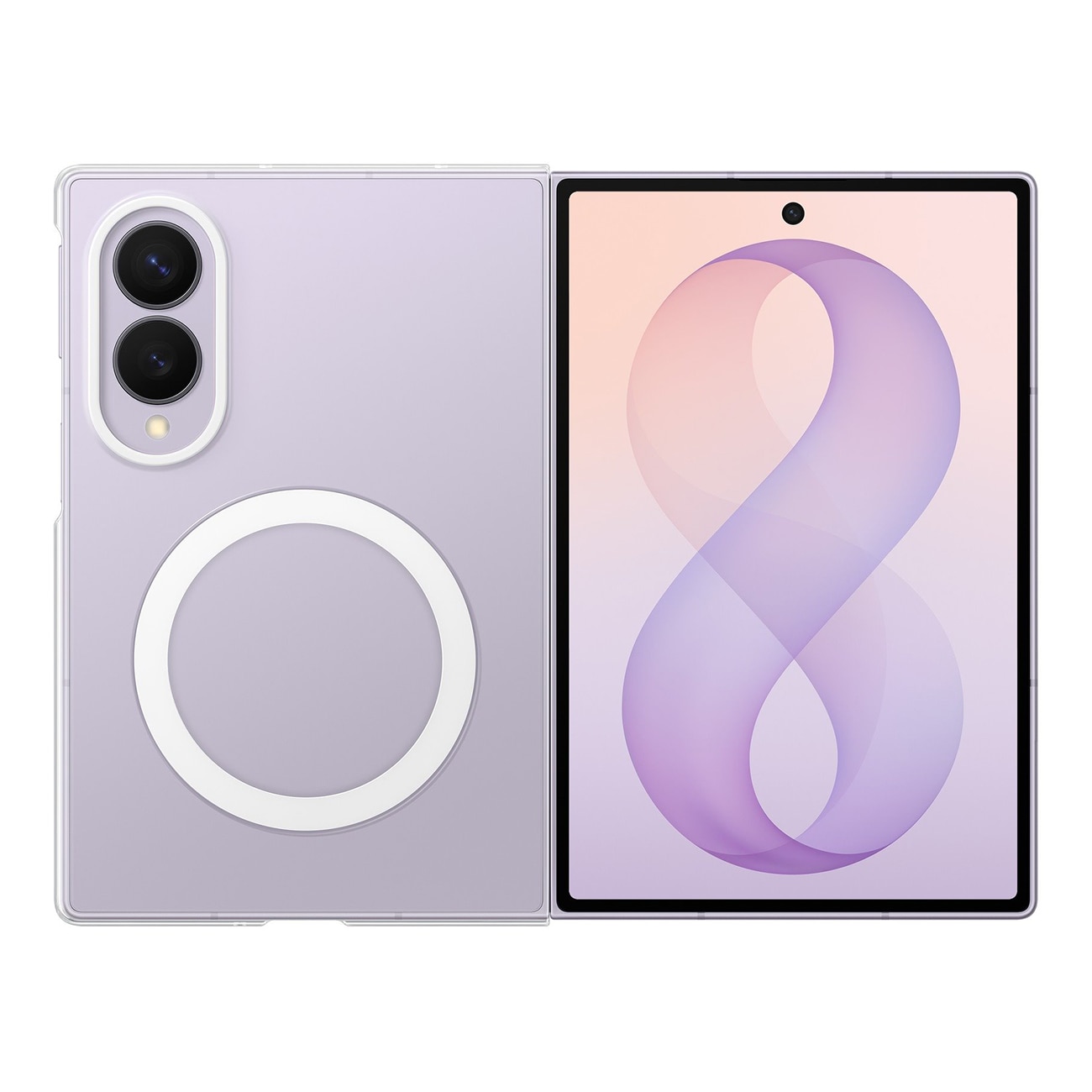 Samsung Clear magnetfodral för Galaxy Z Fold 8, 0,8 mm, MagSafe + 2 antireflexfilm – transparent