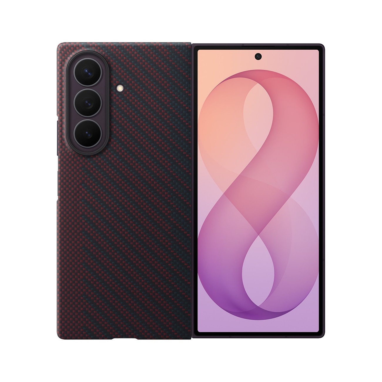 Samsung Carbon Magnet-fodral för Galaxy Z Fold 8 Ultra, MagSafe + 2 antireflexfilmer – rött