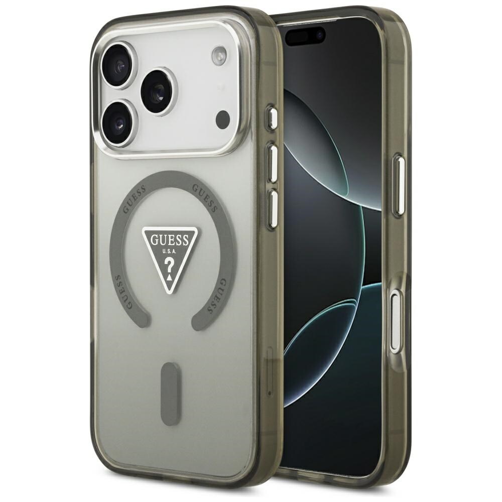 Guess IML-fodral gradientmönster, triangel-logotyp & MagSafe för iPhone 17 Pro Max – grönt
