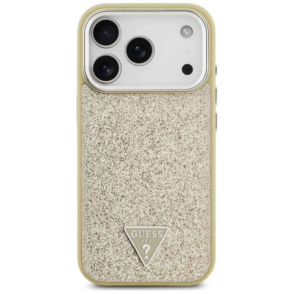 Guess Glitter Triangle Logo MagSafe-etui til iPhone 17 Pro – Guld