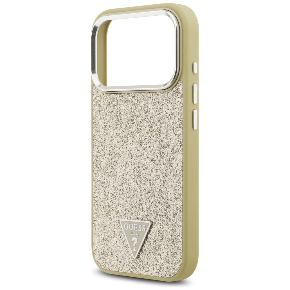 Guess Glitter Triangle Logo MagSafe-etui til iPhone 17 Pro – Guld