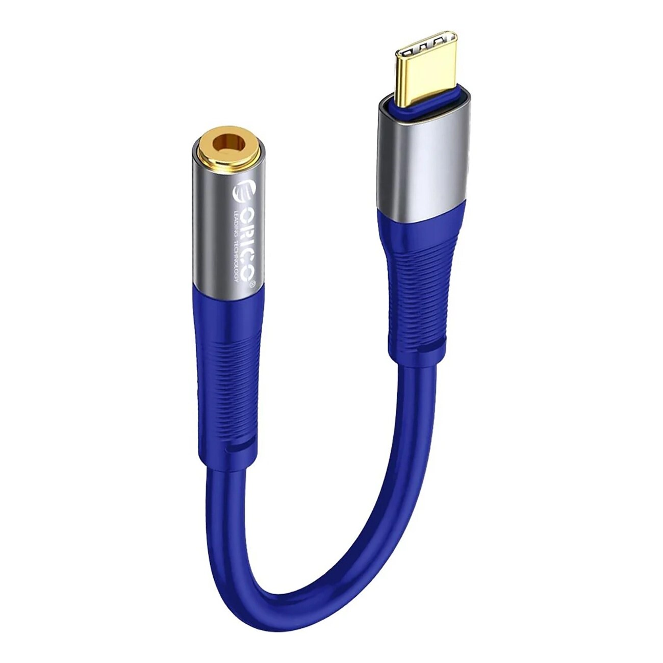 Orico AXC-02 ljudkabel med USB-C till 3,5 mm-uttag, 20 cm – blå