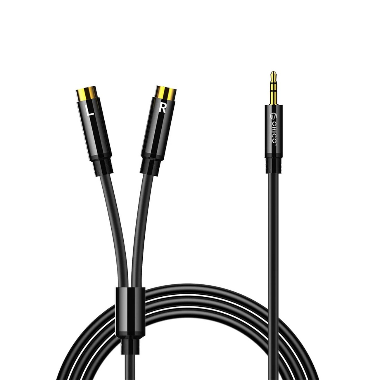 Orico AXRF ljudkabel, 3,5 mm minijack till 2x RCA-honkontakt, 5 m – svart