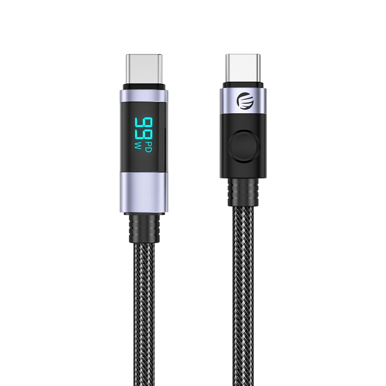 Orico LDC2C USB-C – USB-C PD 100 W-kabel med LED-display, 480 Mb/s, 2 m – 2 st – Svart