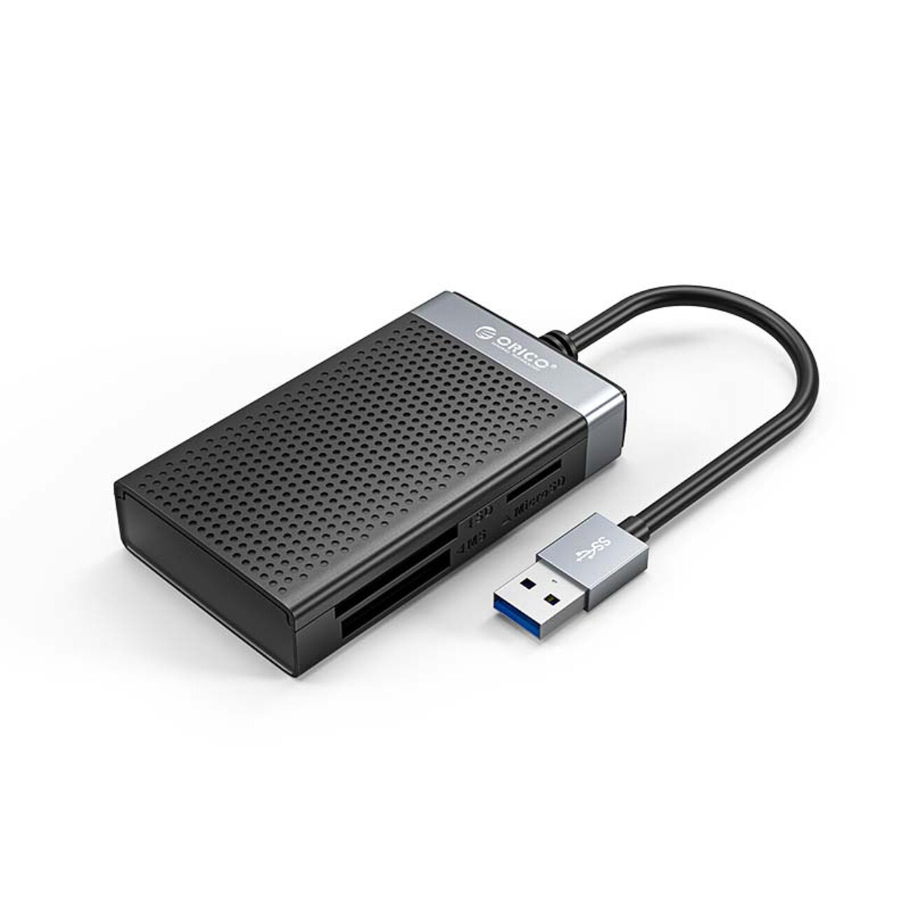 Orico CL4D-A3 USB-A 3.0 SD, microSD, CF, MS 5 Gb/s minneskortläsare – svart och silver