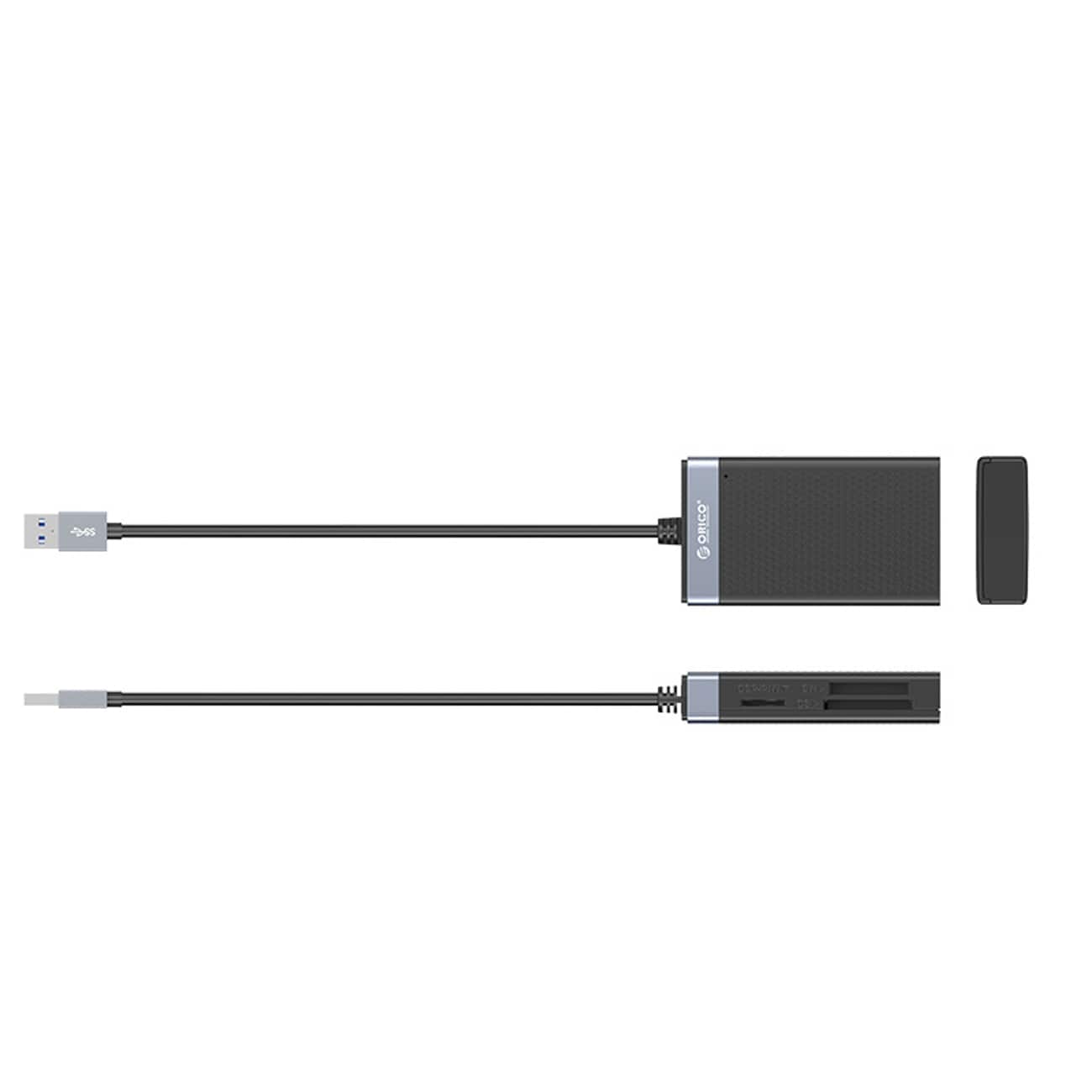Orico CL4D-A3 USB-A 3.0 SD, microSD, CF, MS 5 Gb/s minneskortläsare – svart och silver