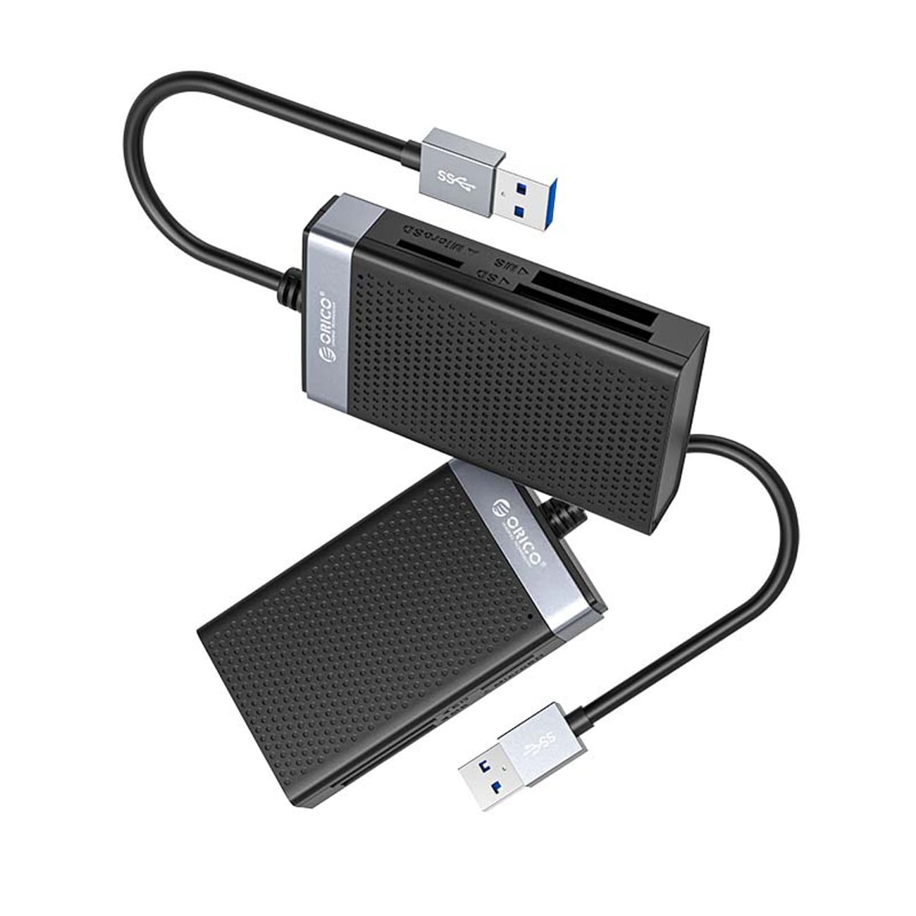 Orico CL4D-A3 USB-A 3.0 SD, microSD, CF, MS 5 Gb/s minneskortläsare – svart och silver