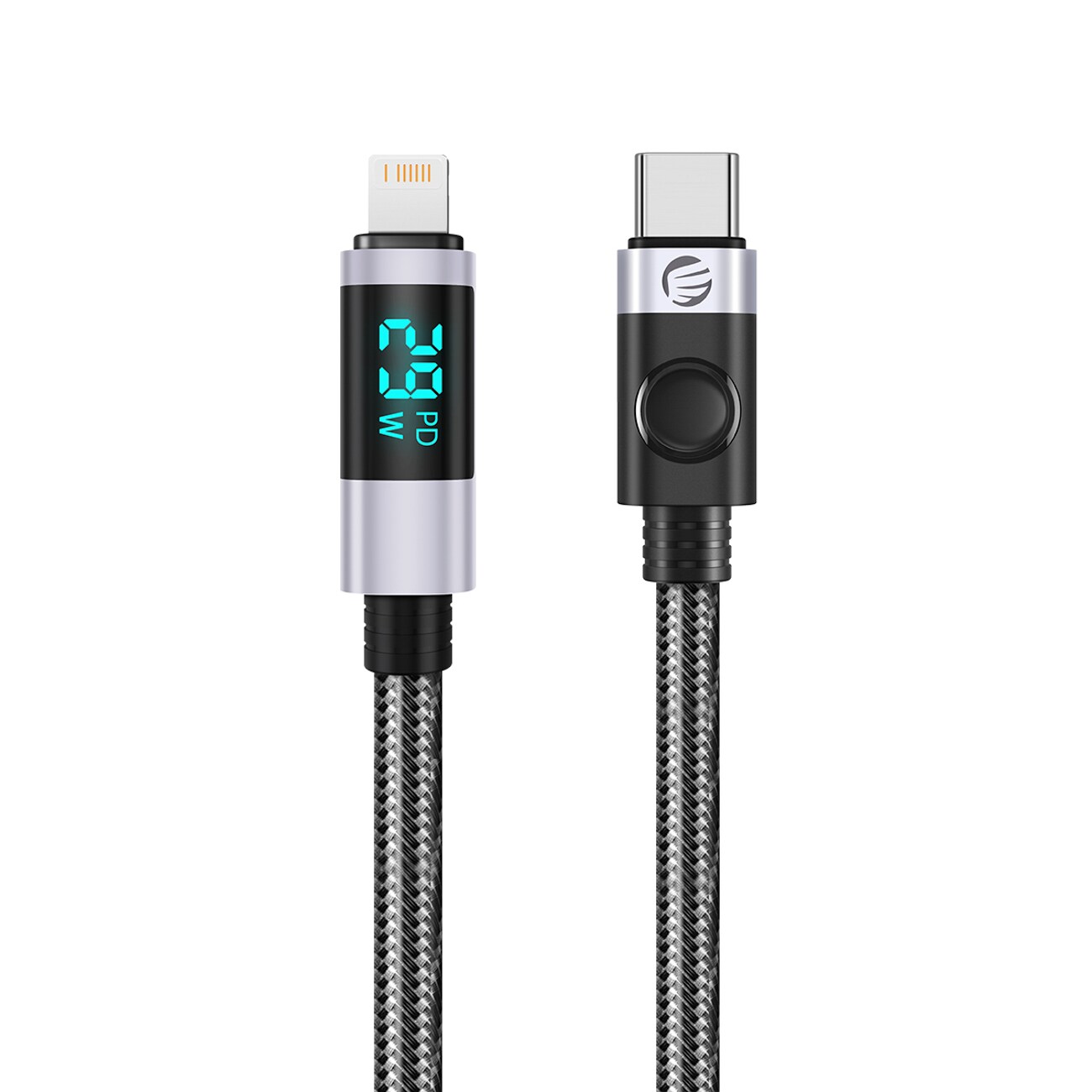 Orico LDC2L USB-C till Lightning PD-kabel 29 W med LED-display, 480 Mbps, 1,5 m – svart