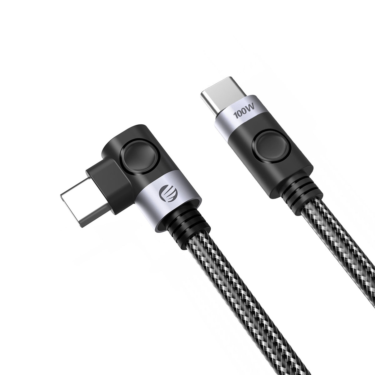 C2C PD100W snabbladdningskabel för bärbar dator (vinklad) svart 1 m
