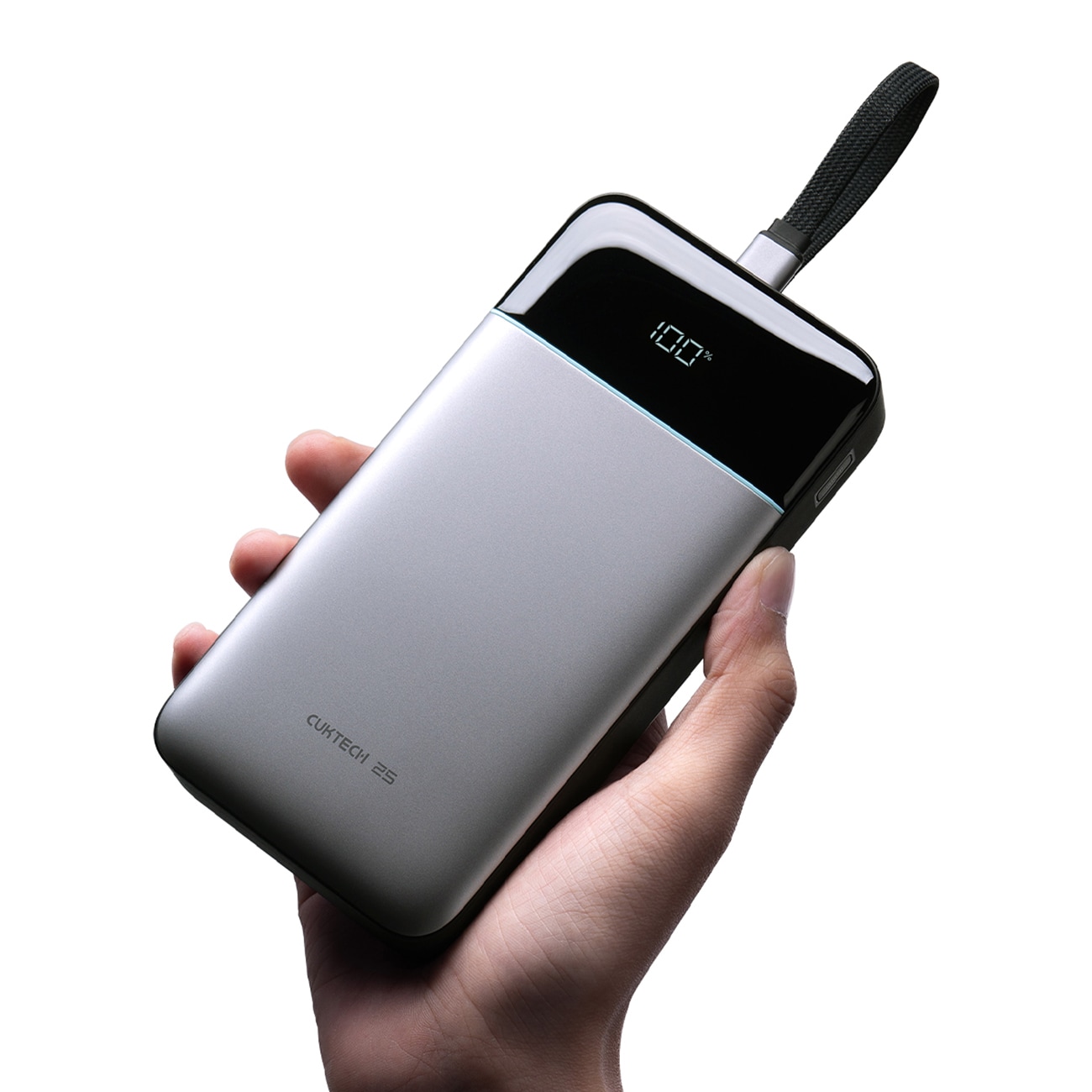 Cuktech LPB252N 120 W 25 000 mAh powerbank med inbyggd USB-C-kabel – grå