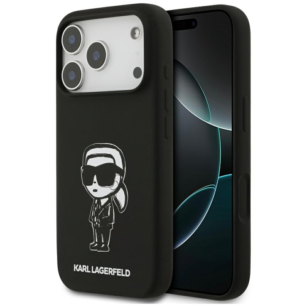 Product Image for Karl Lagerfeld MagSafe-fodral i silikon med Karl-skiss och logotyp för iPhone 17 Pro – Svart