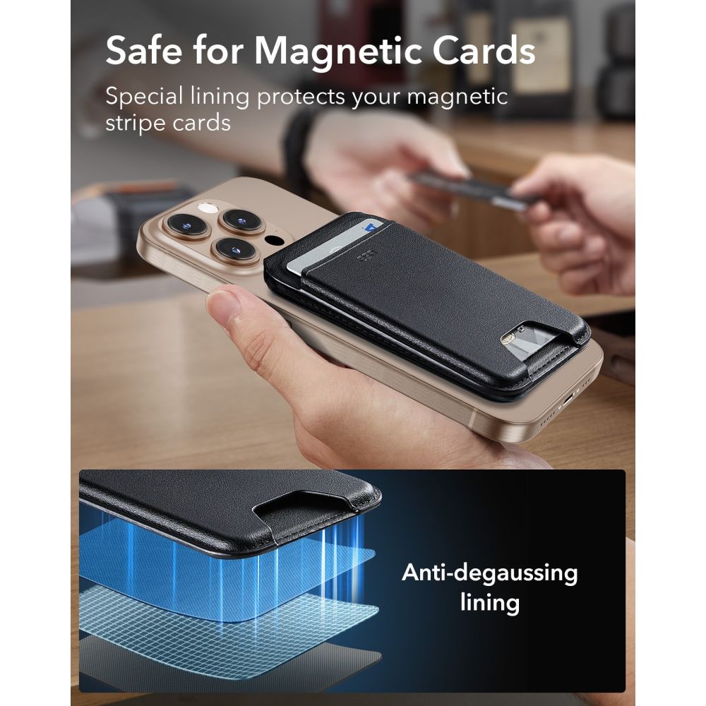 ESR Classic RFID-plånboksstativ med magnet och MagSafe – Svart