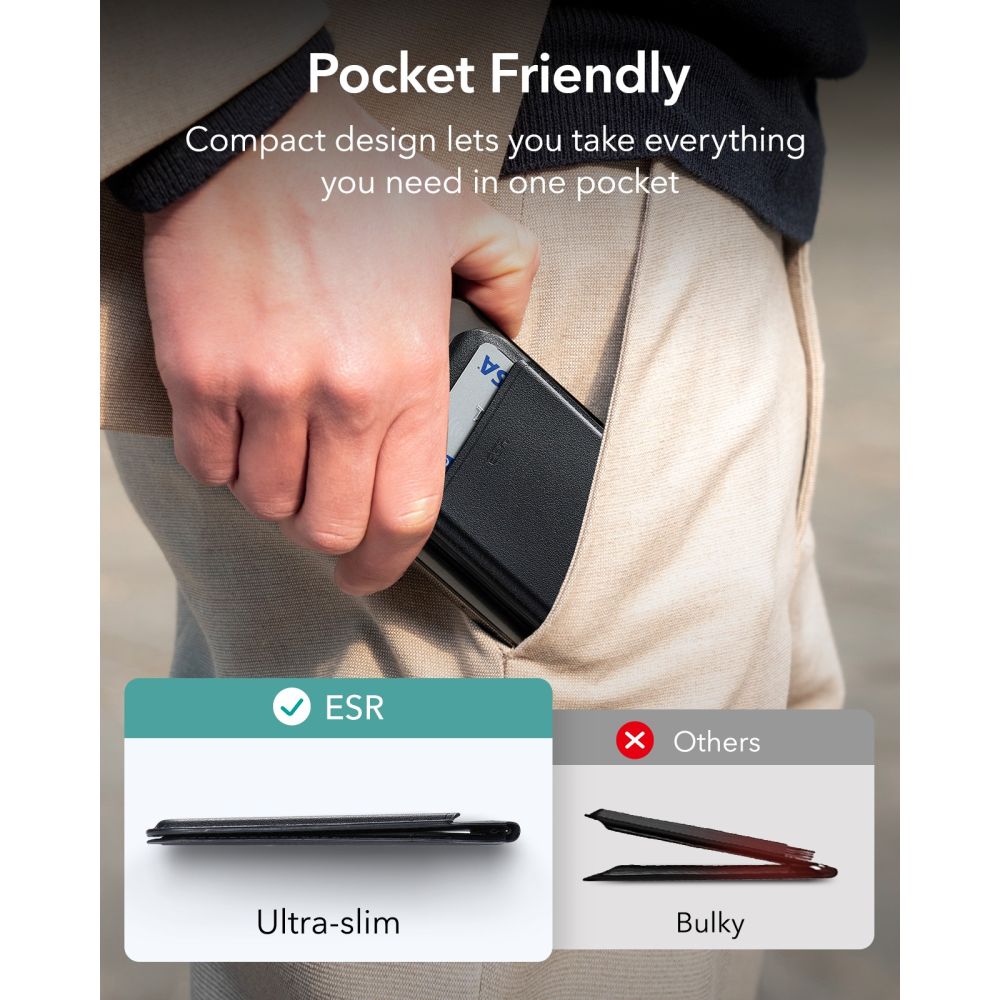 ESR Classic RFID-plånboksstativ med magnet och MagSafe – Svart