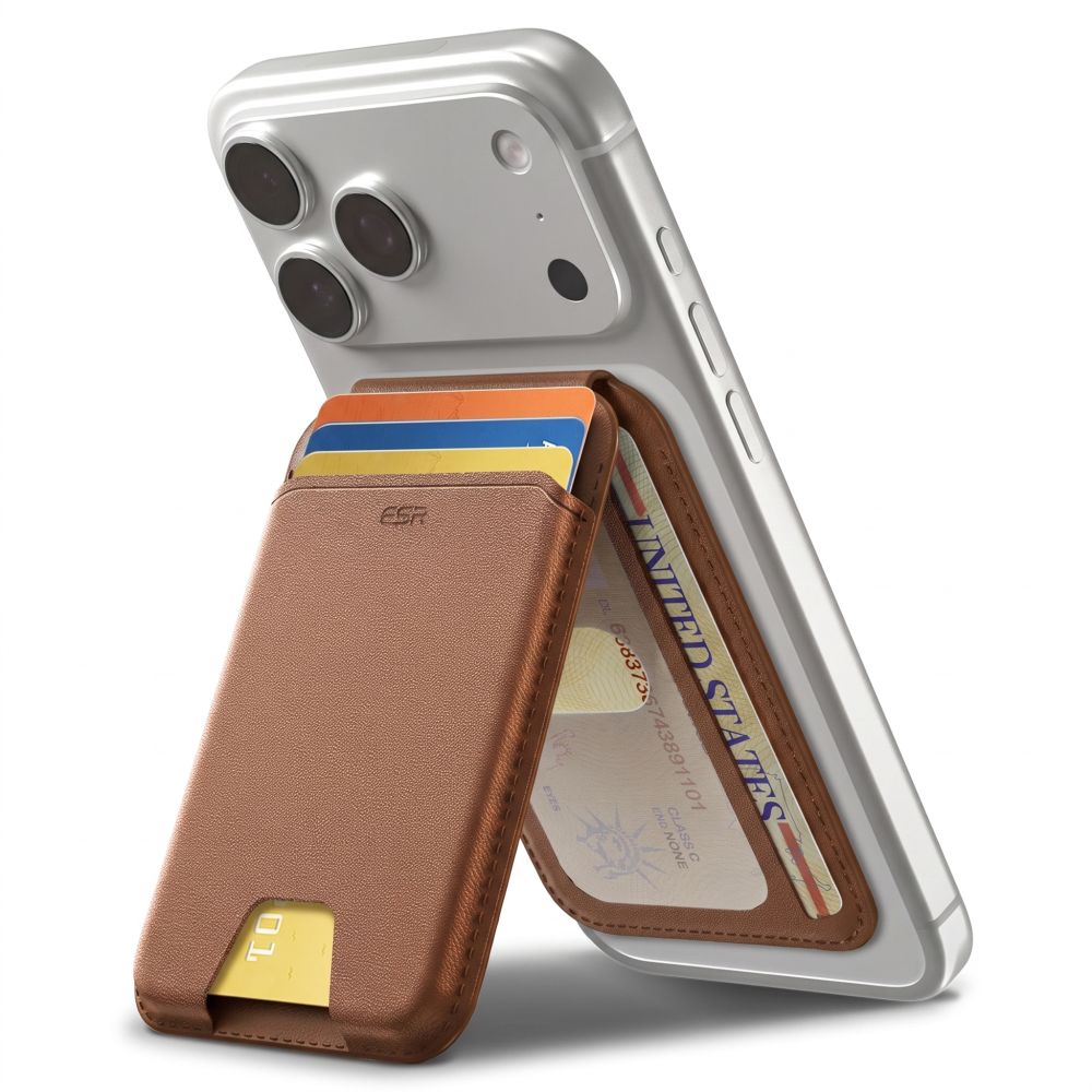 Product Image for ESR Classic RFID-plånbokshållare med magnet och MagSafe för mobiltelefon – brun