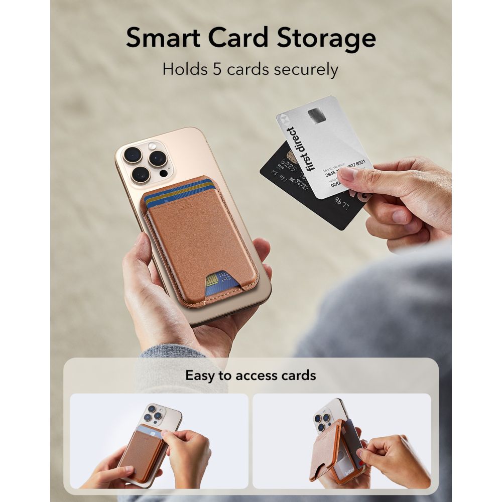 ESR Classic RFID-plånbokshållare med magnet och MagSafe för mobiltelefon – brun