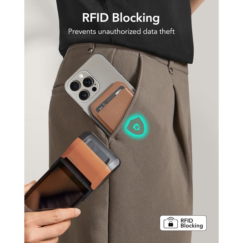 ESR Classic RFID-plånbokshållare med magnet och MagSafe för mobiltelefon – brun