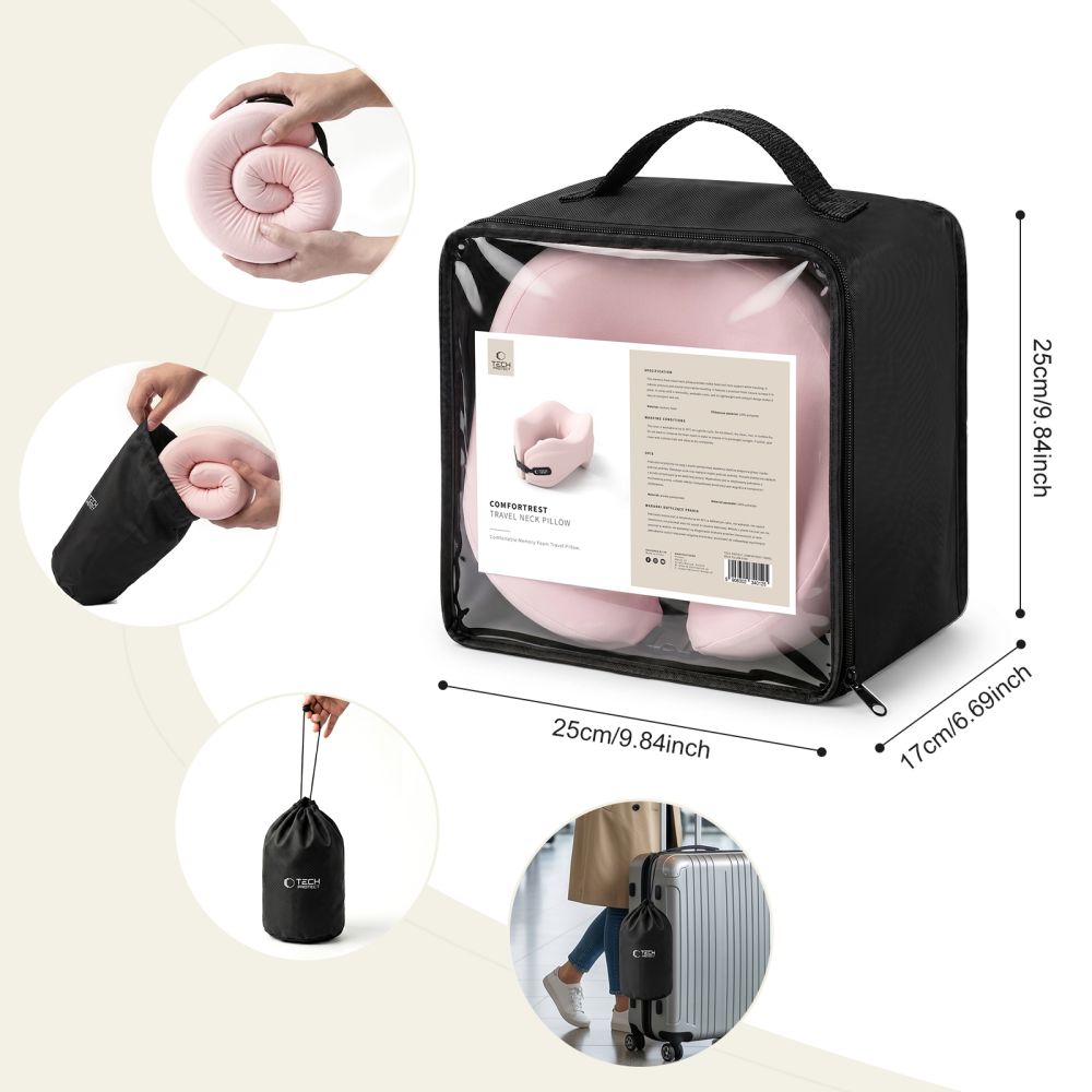 Tech-Protect ComfortRest resekudde – rosa