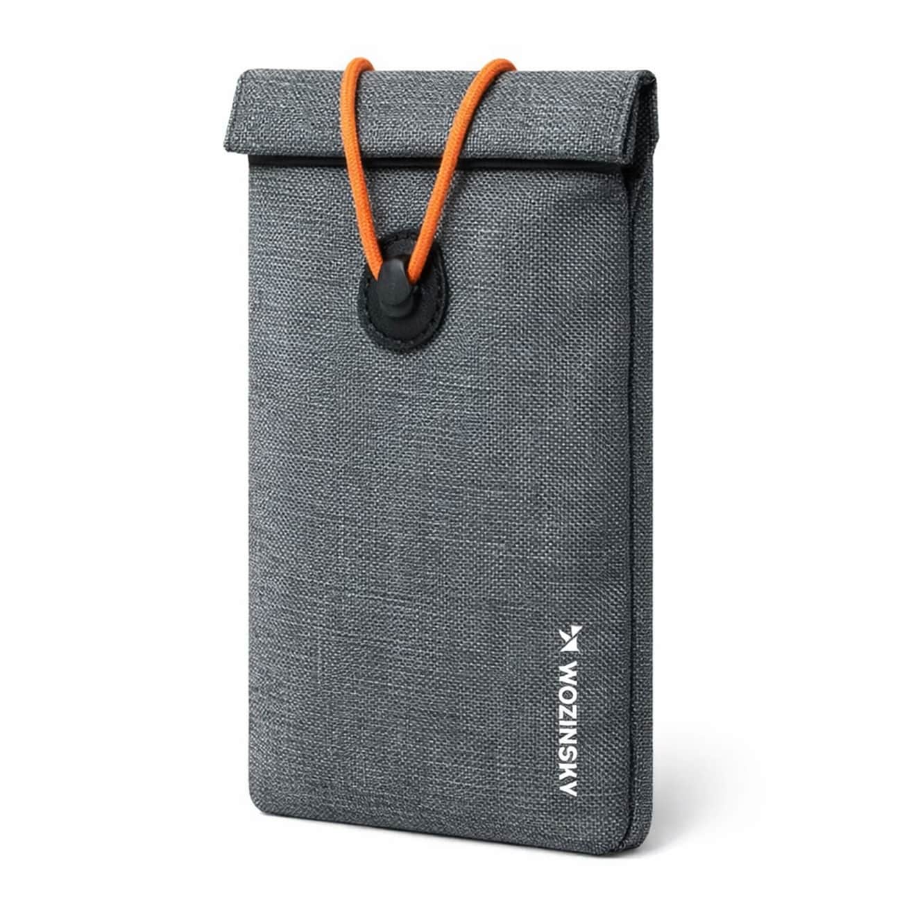 Wozinsky WPB-R12 RFID-skyddande mobilfodral med flik och snöre, 21,5 x 12 cm – grått