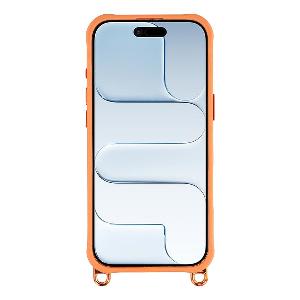iPhone 17-fodral med justerbar axelrem och MagSafe-kompatibel kameraram som stativ – orange