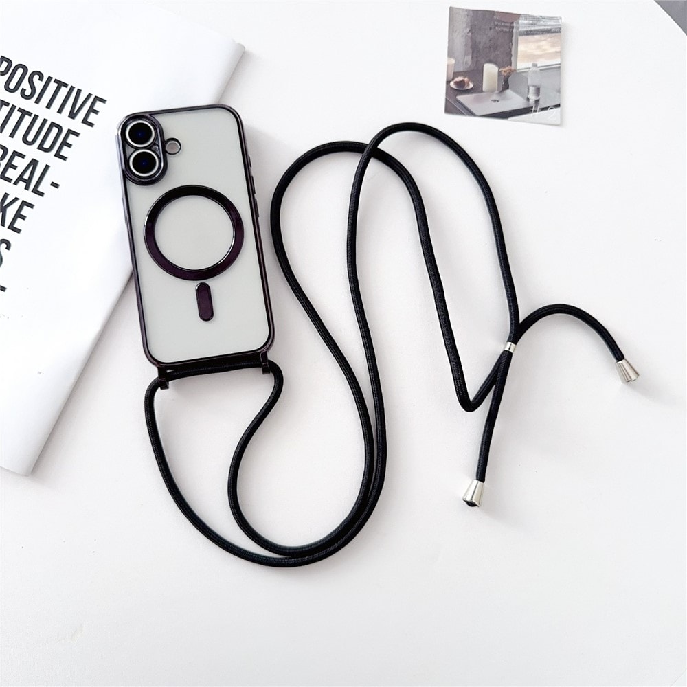 iPhone 17-fodral med axelrem, MagSafe-kompatibelt – svart