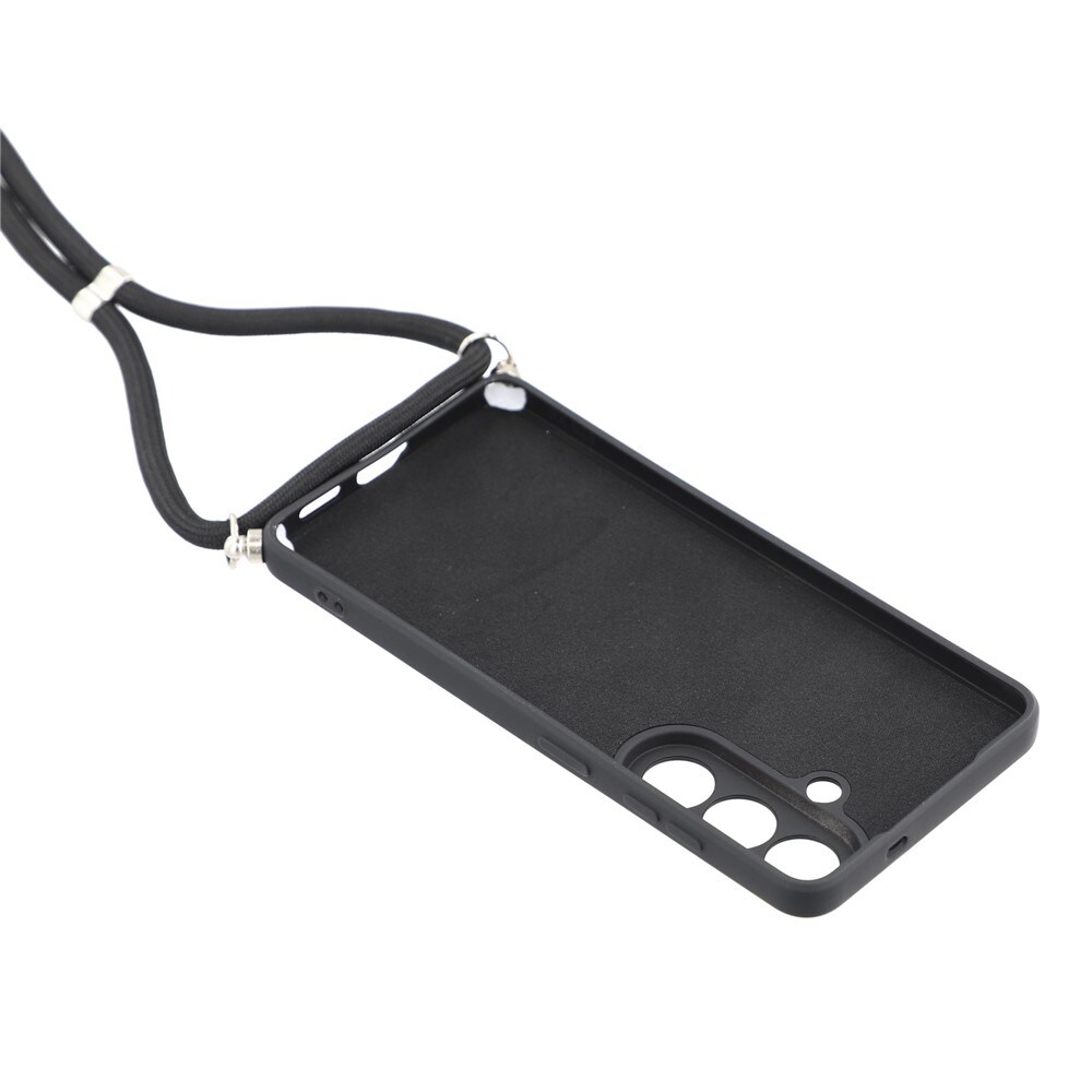 Samsung Galaxy S26-etui med fiberforing og skulderrem – sort