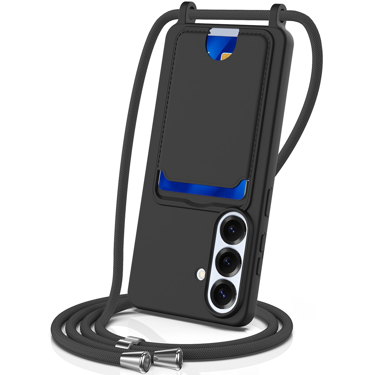 Samsung Galaxy S26 TPU-fodral med korthållare och axelrem – svart