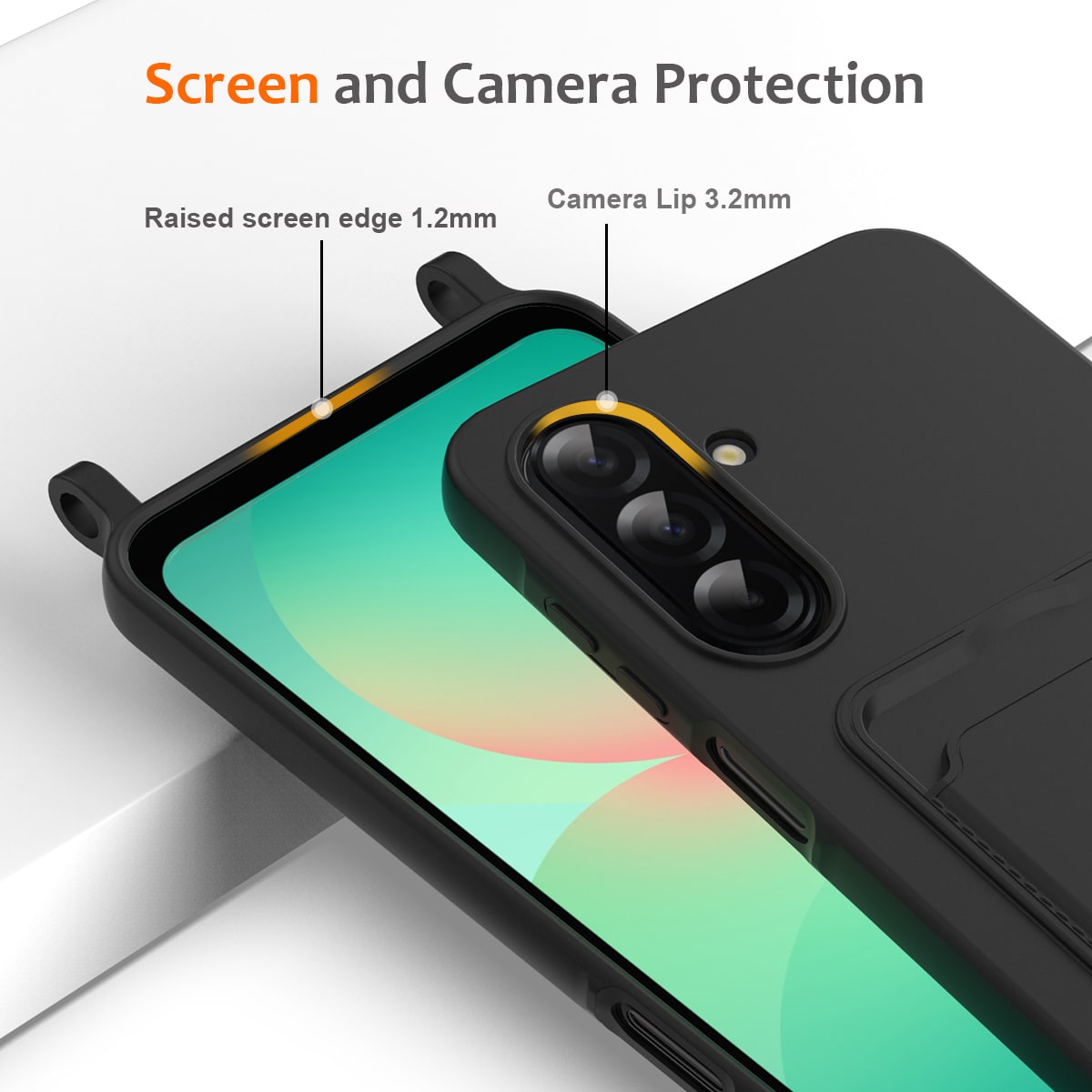 Samsung Galaxy A37 5G TPU-etui med kortholder og skulderrem – sort