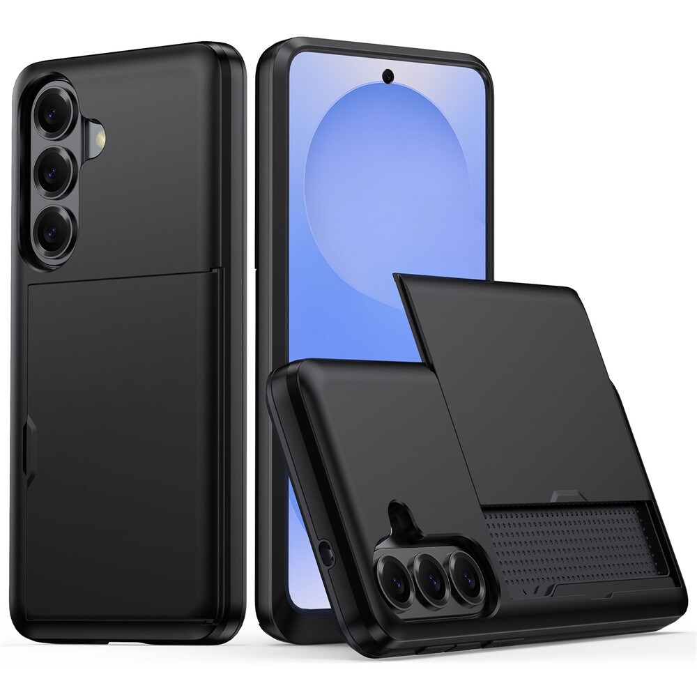 AMORUS Samsung Galaxy A57 5G-fodral med utdragbar korthållare – svart