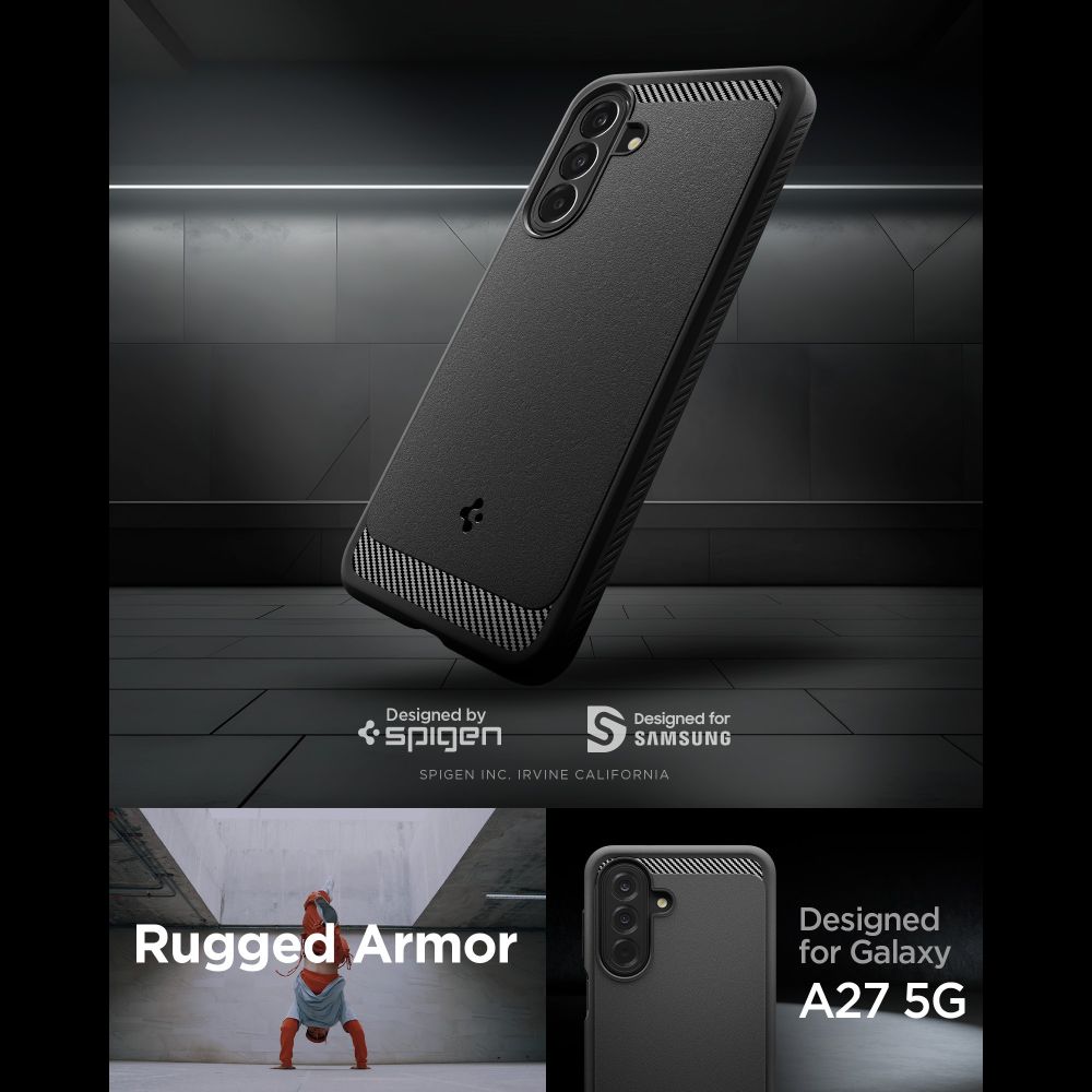 Spigen Rugged Armor-etui til Samsung Galaxy A27 5G – mat sort