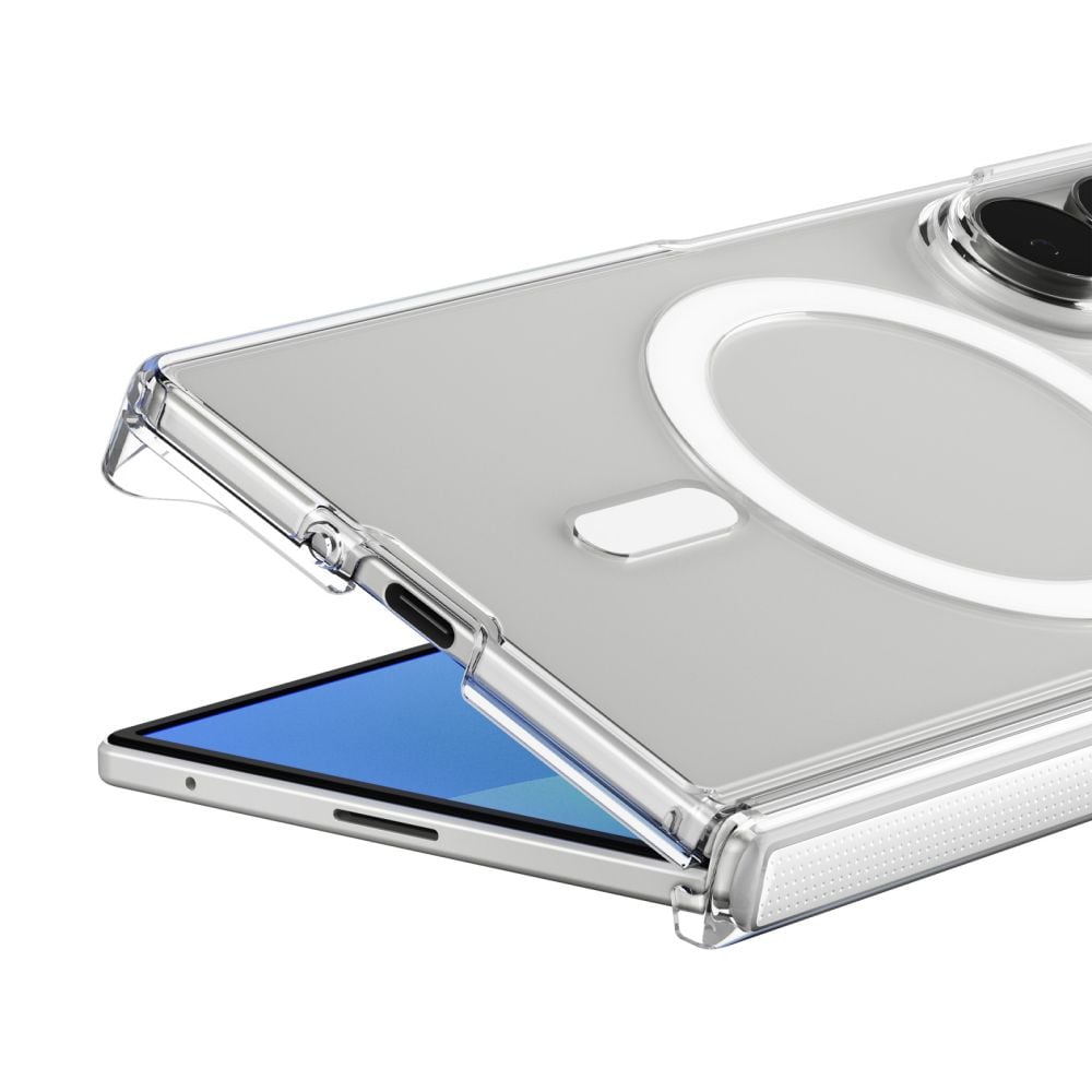 Spigen AirSkin Zero MagFit MagSafe-etui til Samsung Galaxy Z Fold 8 Ultra – gennemsigtigt og hvidt