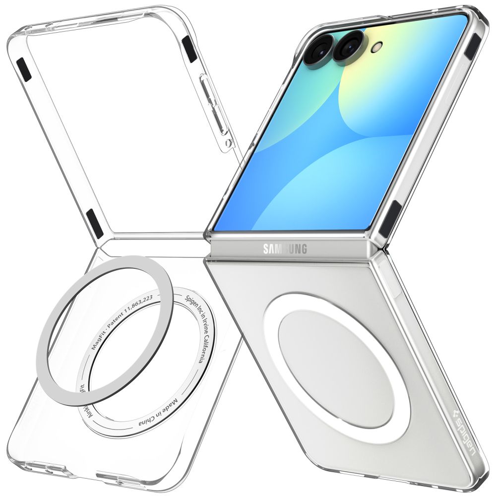 Spigen AirSkin MagFit-etui til Samsung Galaxy Z Flip 8 – gennemsigtigt og hvidt
