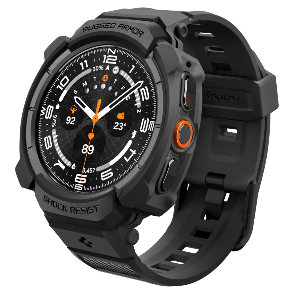 Spigen Rugged Armor Pro-fodral med rem för Samsung Galaxy Watch Ultra 2 2026 47 mm – matt svart