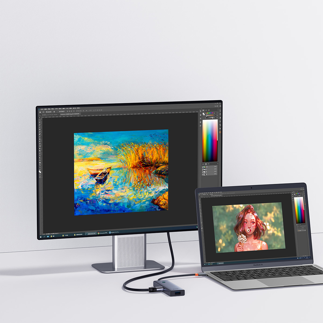 Baseus UltraJoy-serien 5-i-1 USB-C/HDMI 4K med 4 USB-A 3.0-portar – grå