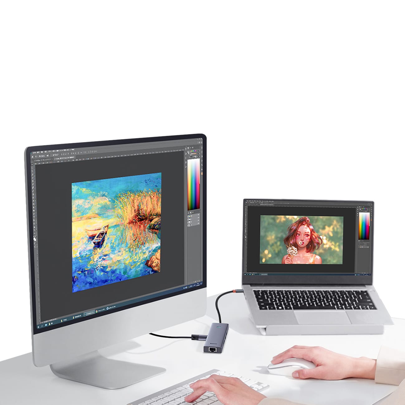 Baseus UltraJoy-serien 5-i-1 USB-C/HDMI 4K med 4 USB-A 3.0-portar – grå