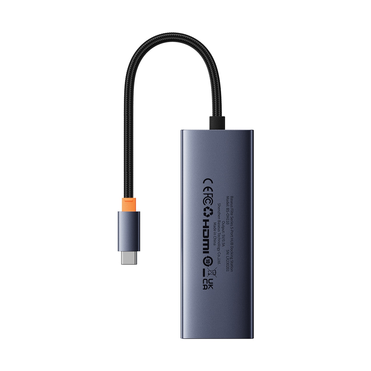 Baseus UltraJoy-serien 5-i-1 USB-C/HDMI 4K med 4 USB-A 3.0-portar – grå
