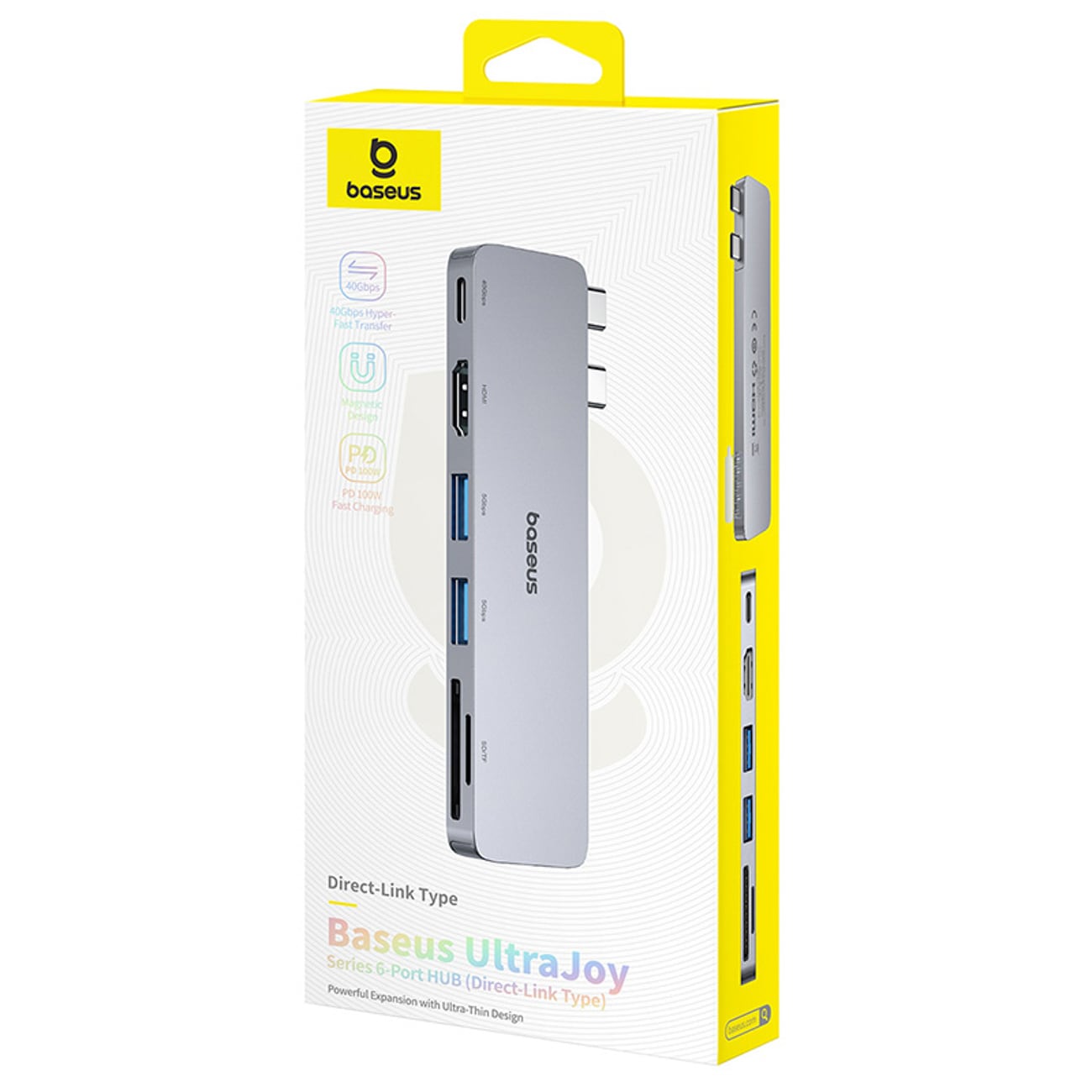 Baseus UltraJoy 6-i-1 USB-C-hubb 40 Gb/s USB 3.0 HDMI 4K SD/microSD-kortläsare – grå