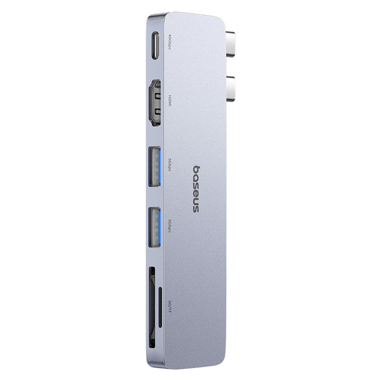 Baseus UltraJoy 6-i-1 USB-C-hubb 40 Gb/s USB 3.0 HDMI 4K SD/microSD-kortläsare – grå