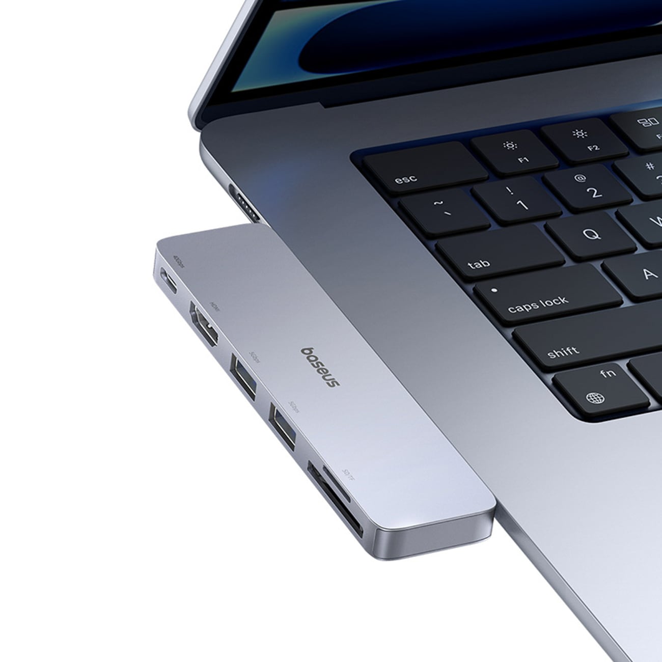 Baseus UltraJoy 6-i-1 USB-C-hubb 40 Gb/s USB 3.0 HDMI 4K SD/microSD-kortläsare – grå
