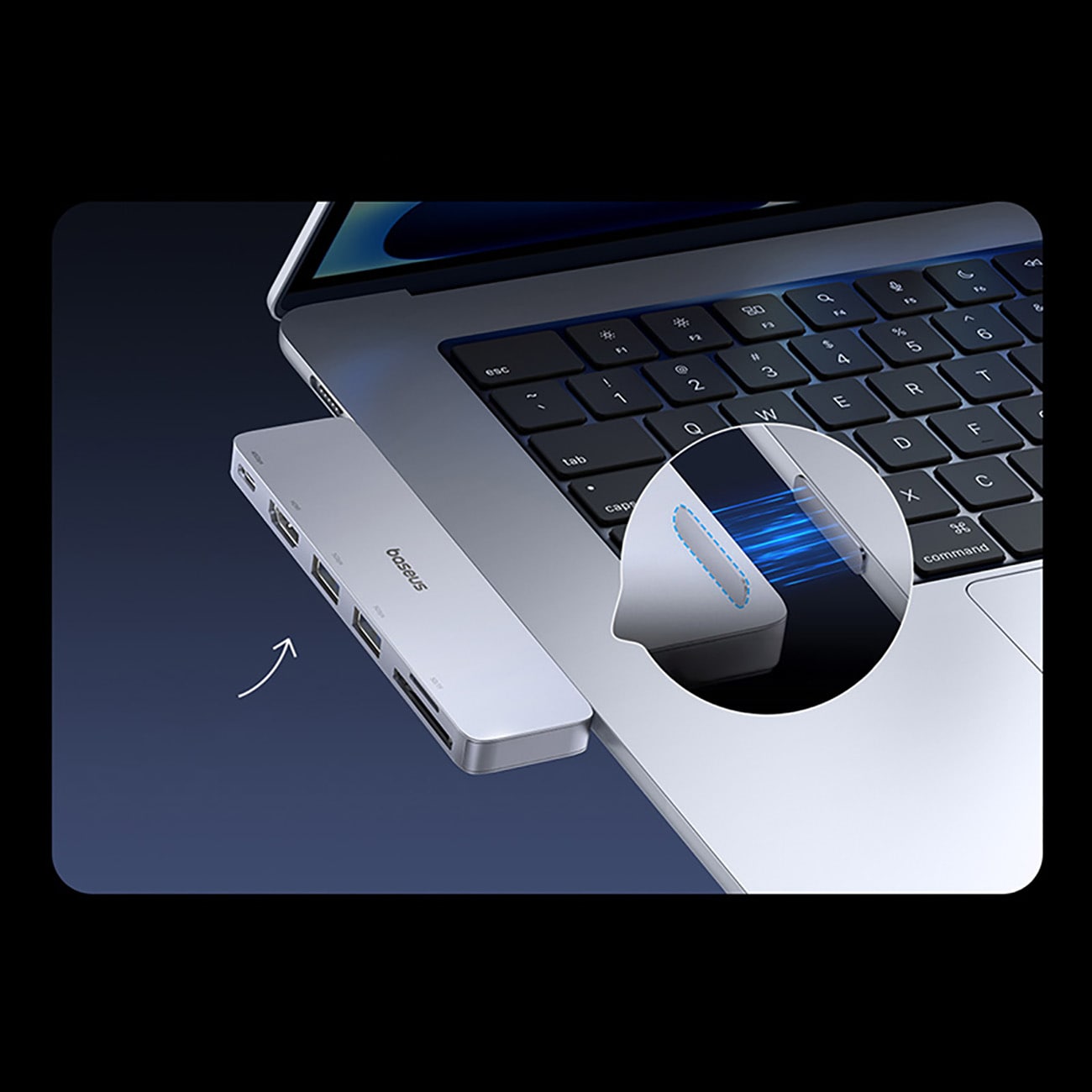 Baseus UltraJoy 6-i-1 USB-C-hubb 40 Gb/s USB 3.0 HDMI 4K SD/microSD-kortläsare – grå