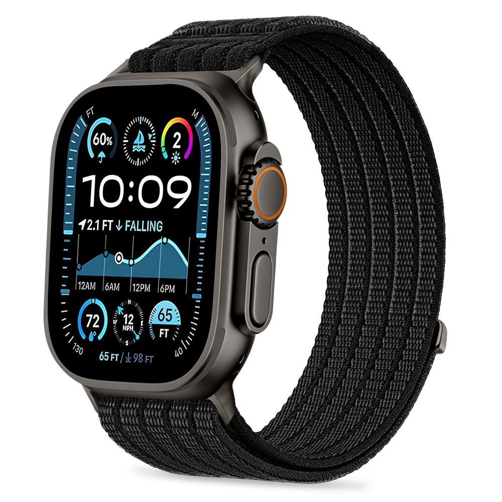 Tech-Protect nylonarmband för Apple Watch 44 / 45 / 46 / 49 mm – Svart