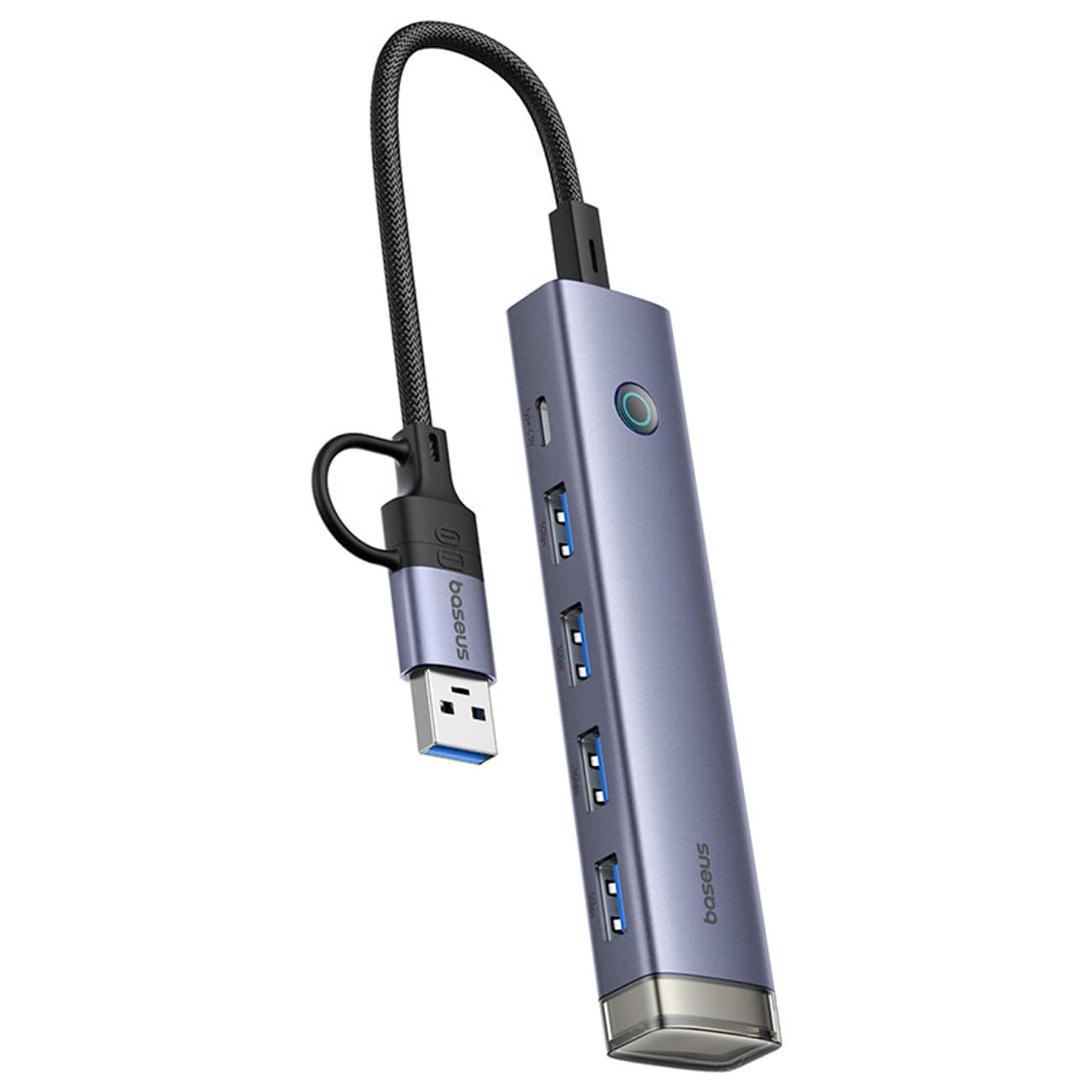 Baseus UltraJoy-serien USB-A/USB-C-hubb, 4xUSB-A 3.0, 1xUSB-C 5V – grå