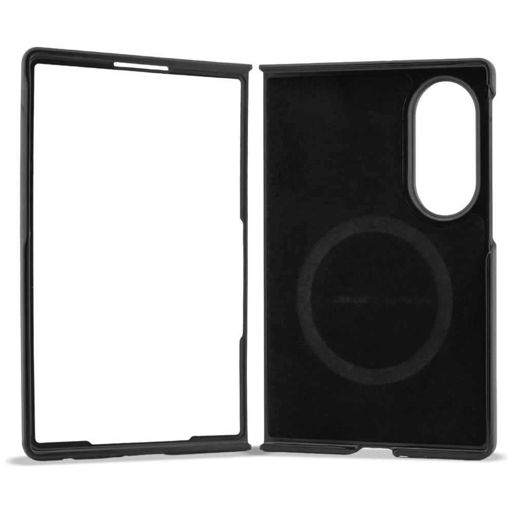 BMW M læderetui m/perforering, trefarvede striber, metal-logoer, MagSafe til Galaxy Z Fold 8 – sort