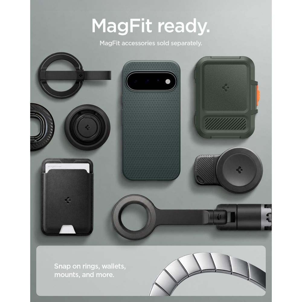 Spigen Liquid Air Mag MagSafe-fodral för Google Pixel 11 – mörkgrönt