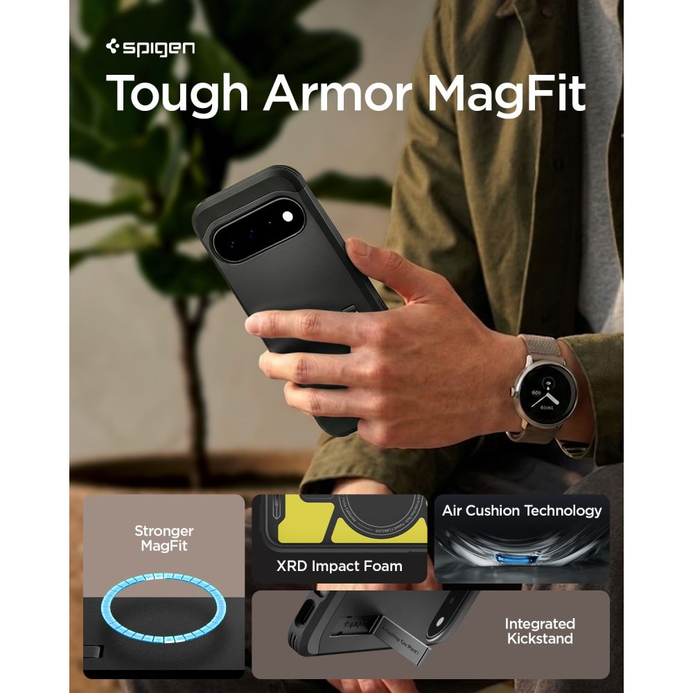 Spigen Tough Armor Mag MagSafe-fodral till Google Pixel 11 – svart