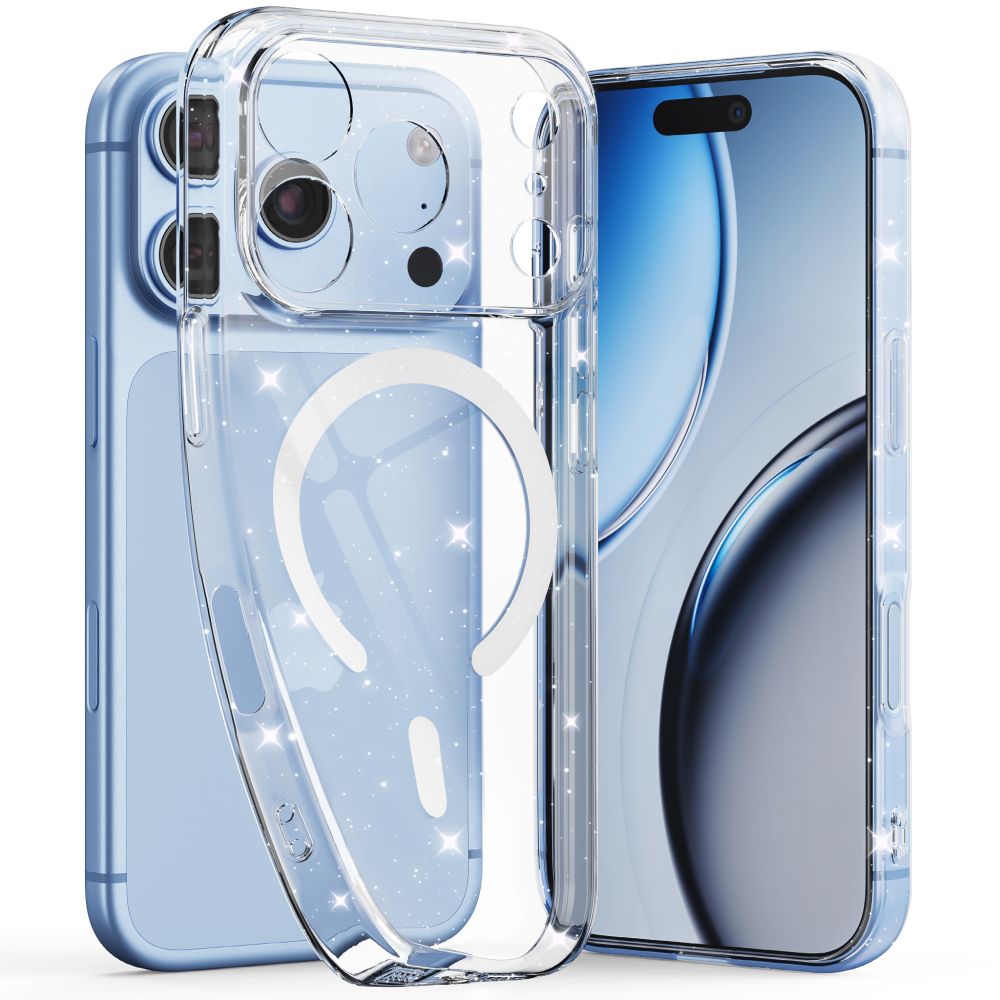 Tech-Protect FlexAir MagSafe-fodral för iPhone 17 Pro Max / 18 Pro Max – Clear Glitter