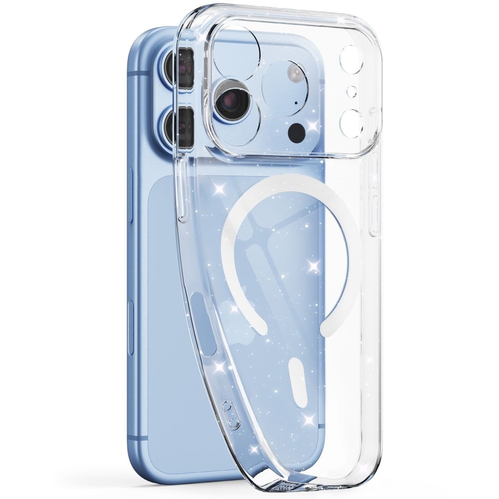 Tech-Protect FlexAir MagSafe-fodral för iPhone 17 Pro Max / 18 Pro Max – Clear Glitter