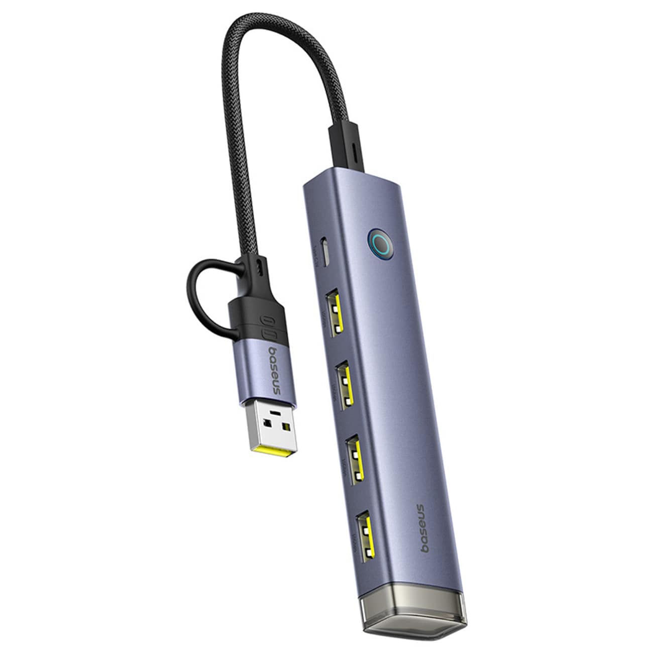 Baseus UltraJoy-serien USB-A/USB-C-hubb, 4 x USB-A 3.1, 1 x USB-C 5 V – grå